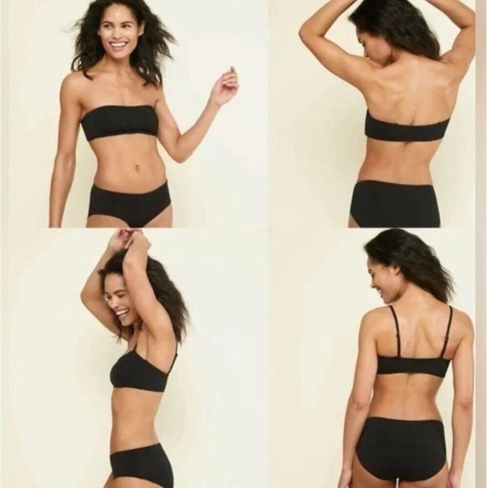 Andie Swim Women's Small Rio Bikini Top Black Bandeau Removable Straps New with